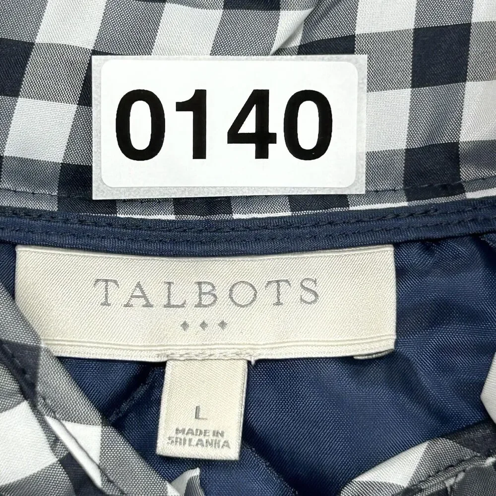 Talbots Vest Women’s L Black White Gingham Plaid Quilted Puffer Western Preppy - Picture 12 of 12